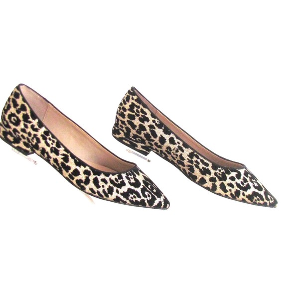 Designer Aldo Shimmer Animal Print Black /Silver Pointed Toe Flats Size  8.5 M - Picture 3 of 16